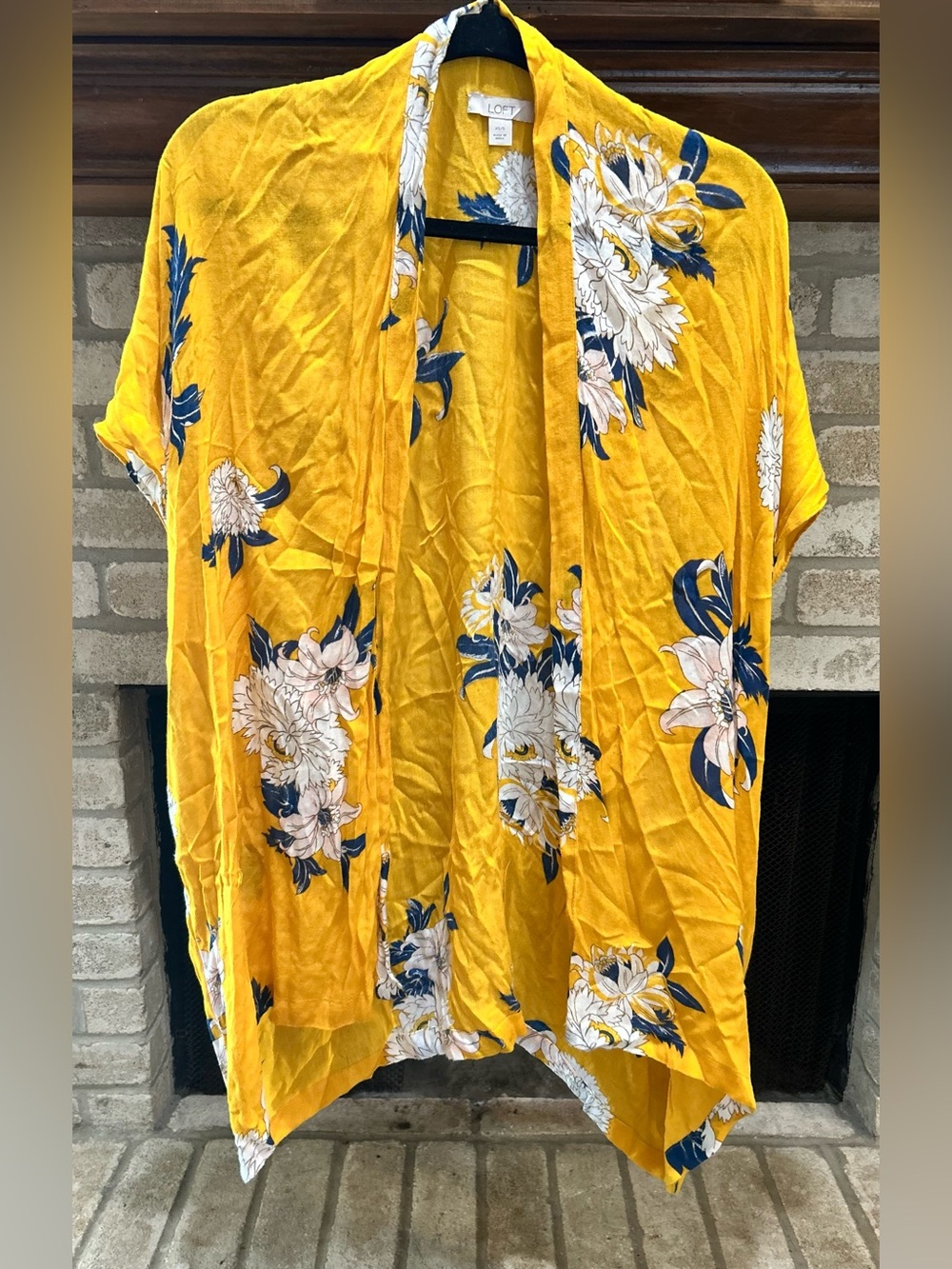 Loft Yellow Floral Open-Front Women's Top EUC